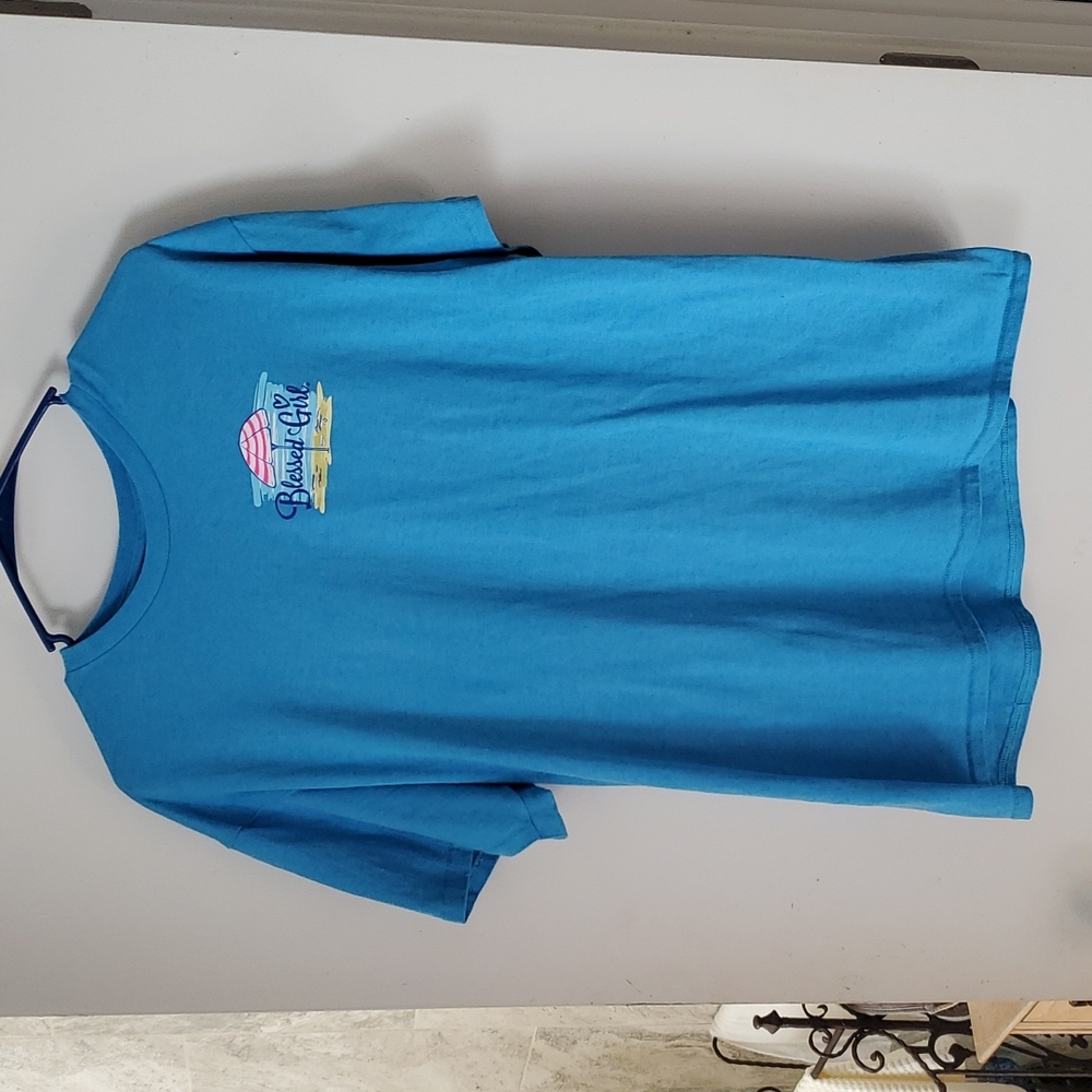 Blessed Girl, blue , short sleeve tee, size large, Psalms 46:10, Inspirational